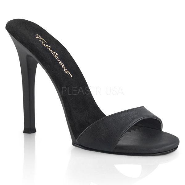 Pantolette in schwarz Kunstleder mit High-Heel Absatz GALA-01S